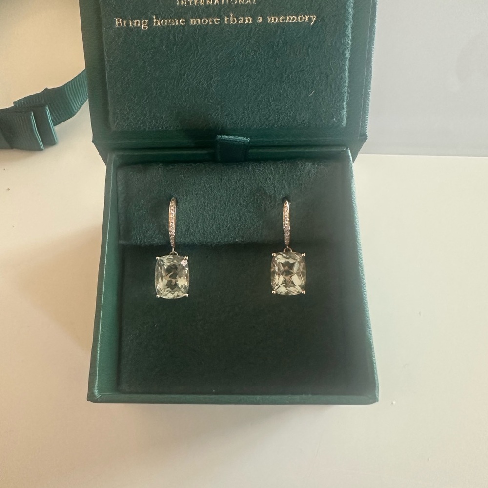 GIFTABLE EFFY 14k gold diamond.green amethyst earrings